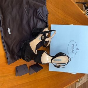 Prada Black Suede Platform Sandals